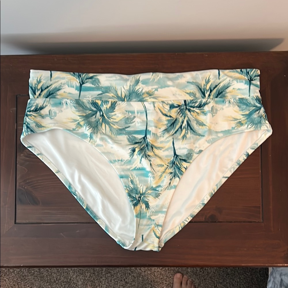Old Navy High-waisted (White and Blue Bikini Bottoms)